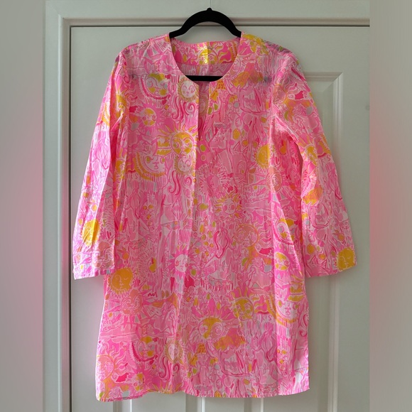 Lilly Pulitzer Marco Island Tunic SZ M Pink Pout More Kinis In The Keys - Picture 3 of 16